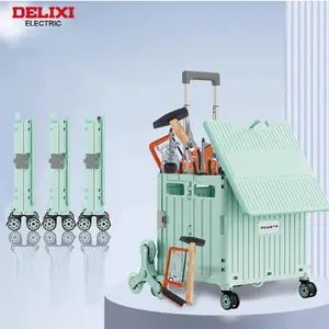 crate handcart AIRAJ 65l Large-Capacity Pull-Rod Toolbox Multifunctional Portable, Pressure-Resistant And Wear-Resistant, 360-Degree Universal Wheels, Climbing Wheels Make Climbing Stairs More Effortless, Foldable Box Body Saves Storage Space