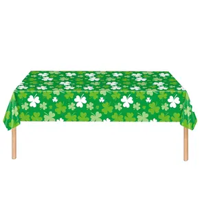 St. Patrick's Day Tablecloth – Green Shamrock Pattern, Disposable Rectangular Plastic Tablecloth. Irish Lucky Clover Tablecloth, Ideal for St. Patrick's Day Table Settings and Festive Party Decorations. Size: 108 x 54 Inches.