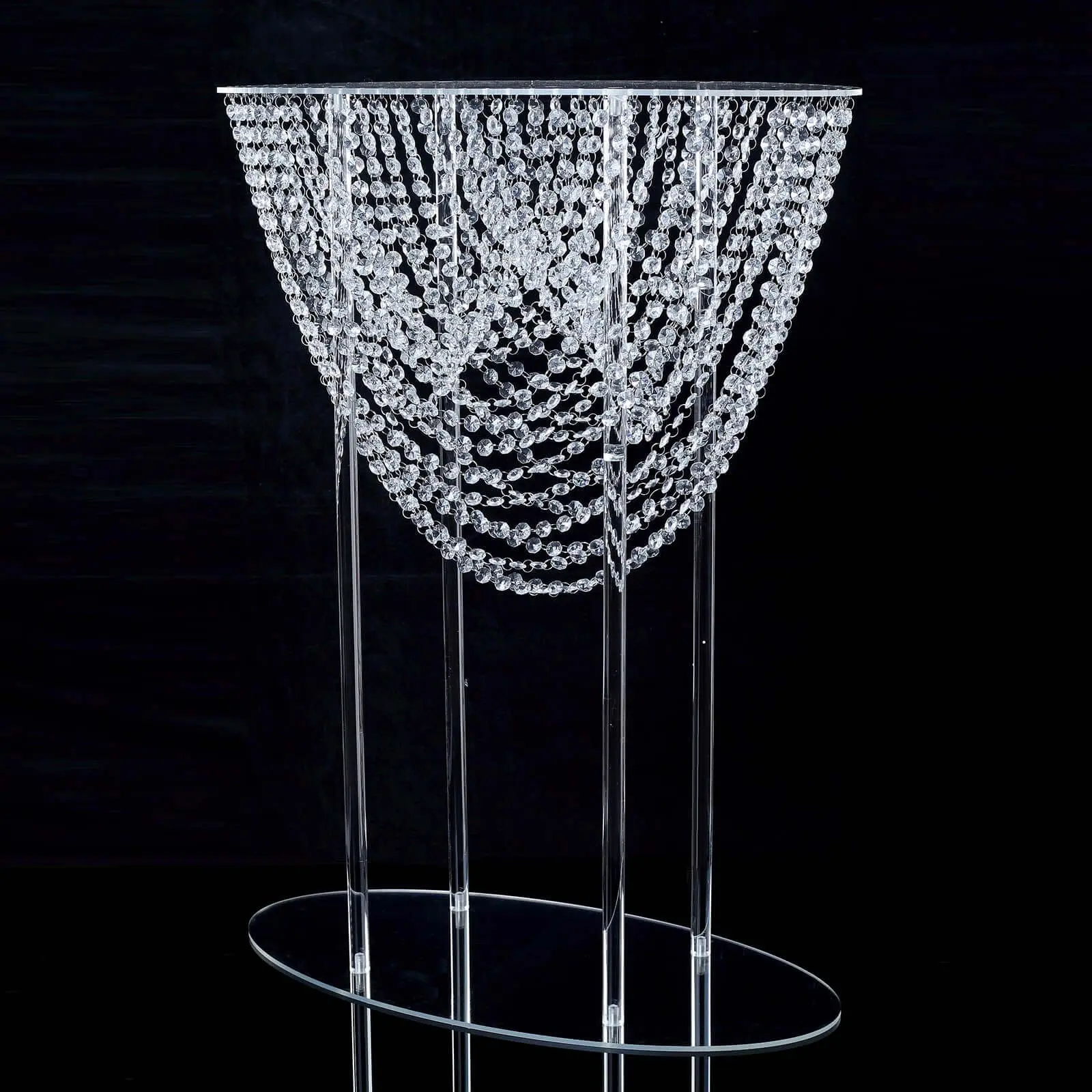 32" Large Size Round Acrylic Wedding Flower Pillar Centerpiece - Crystal Chandelier Design Decorative Table Stand, Acrylic Ornament, Room Decor