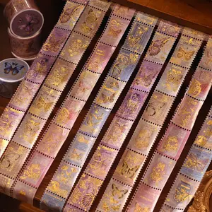 Butterfly Stamp Theme Decorative Tape Set, Decorative Purpose, 4 Rolls 300cm X 2.5cm Butterfly Design, Perfect for DIY Crafts & Scrapbooking