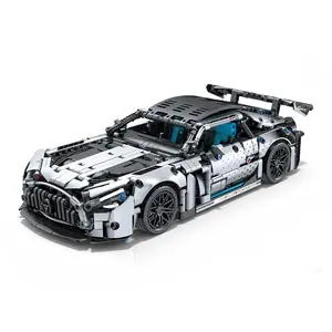 Creative Assembly 1310-piece Technology Series Silver Racing Car Building Set 3D MOC Racing Model DIY Car Enthusiast Assembly Construction Toy Birthday Gift