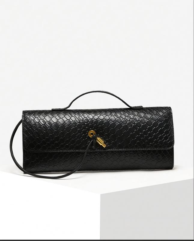 Women Vintage Minimalist Faux Woven Texture Anguera Red Retro Flap Lock Large Capacity Clutch Bag Handbag Shoulder Bag For Evening Parties Daily Wear Fashionable Clutch Bags Party Bags Perfect For Party Wedding Prom Dinner