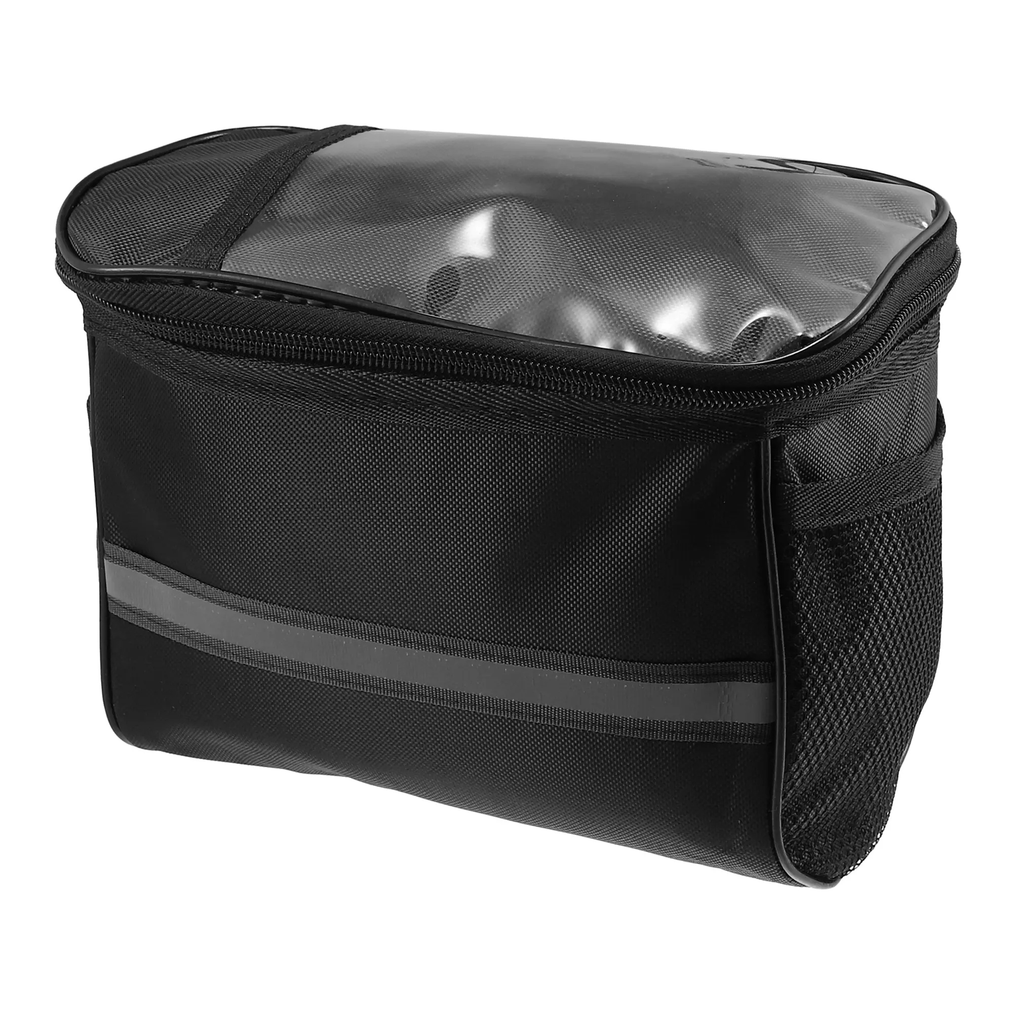 5L Capacity Bike Handlebar Bag with 7 inch Touch Screen Phone Holder Mesh Side Pocket Bicycle Front Storage Bag for Mountain Bikes