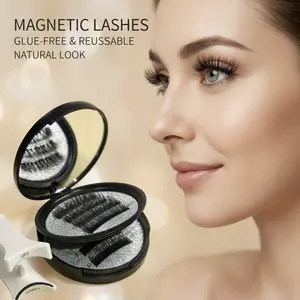 Magnetic Eyelashes Kit - Eyelash Clusters with Applicator Eyelash Curlers & Eyebrow Kit Glue-Free Waterproof Lightweight