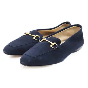 Pre-owned GUCCI Suede  Small Leather Goods Horsebit Leather Loafer