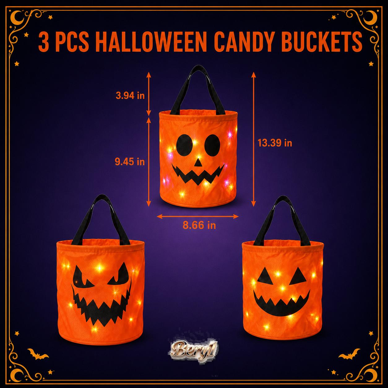 3/4 Pcs Light Up Halloween Candy Buckets with LED Lights, Non-Woven Trick or Treat Bags, Reusable Pumpkin Tote Gift Bags for Kids Adults, Glowing Candy Bags for Home Garden Lawn Decor,bery1--Halloween Birthday Christmas Party Favor Supplies. 3/4 Pcs Light Up Halloween Candy Buckets with LED Lights, Non-Woven Trick or Treat Bags, Reusable Pumpkin Tote Gift Bags for Kids Adults, Glowing Candy Bags for Home Garden Lawn Decor,bery1--Halloween Birthday Christmas Party Favor Supplies.