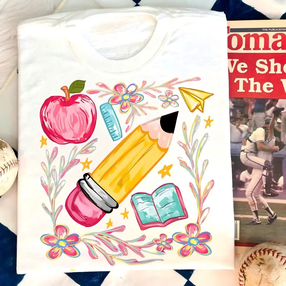 Floral Teacher Pencil Tee, Coquette Back to School T-Shirt, 1st Day of School Graphic Top, Cute Classroom Look,shop