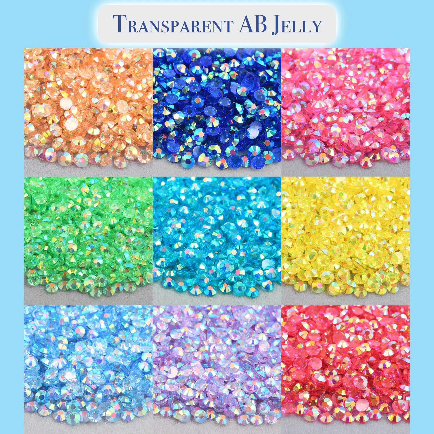 Mix Size | 3mm, 4mm, 5mm | Transparent AB Jelly Rhinestones Mix Size | 3mm, 4mm, 5mm | Transparent AB Jelly Rhinestones