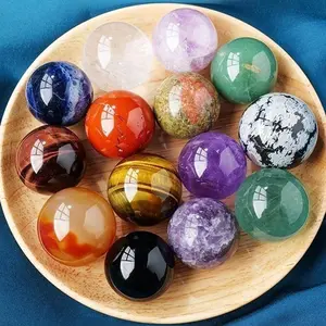 Random Color 16mm Ball Shaped Natural Crystal, 30pcs/set Polished Stone, Natural Crystal Decoration for Home & Office