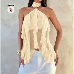 Cropped Halter Top Women's Timeless Elegance Fashion Women's Halter Top Elegant Sleeveless Design