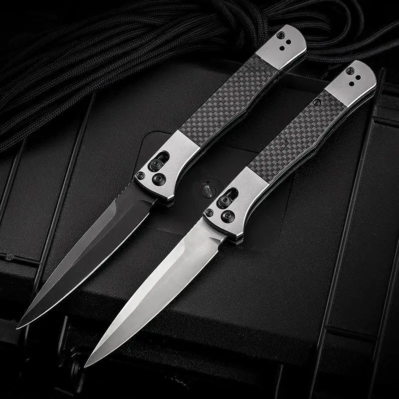 8.6" Tactical Folding Pocket Knife with Carbon Fiber Handle, High Carbon Steel EDC Knife for Men, Sharp Survival Knife for Camping, Fishing & Bushcraft, Perfect Outdoorsman Gift, Model 4170