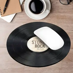 Retro Vinyl Record Rock Style Round Gaming Mouse Pad, Retro Desktop Decoration Accessory Pad, Non-Slip Rubber Lock Edge Small Size Pad, Non Slip Mousepad, Suitable For Laptops And Desktops, Retro Gift