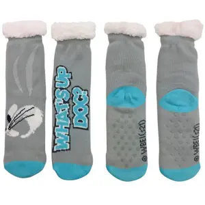 Cozy Moment  Looney Tunes Bugs “What's Up Doc?” Gray Sherpa Socks Looney Tunes Bugs “What's Up Doc?” Gray Sherpa Socks