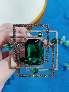 Geometric Block Crystal Brooch, Sparkling Fashion Jewelry, Perfect for Daily Wear & Holiday Gatherings, Women's Clothing Accessory