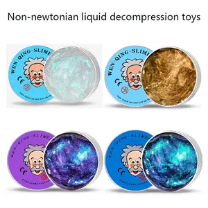 Non-Newtonian Liquid Glass Mud Transparent Colorful Crystal Slime Stress Relief Toy, Portable Anti-Stress Bubble Gum, Pull String Crystal Mud, Clear Slime