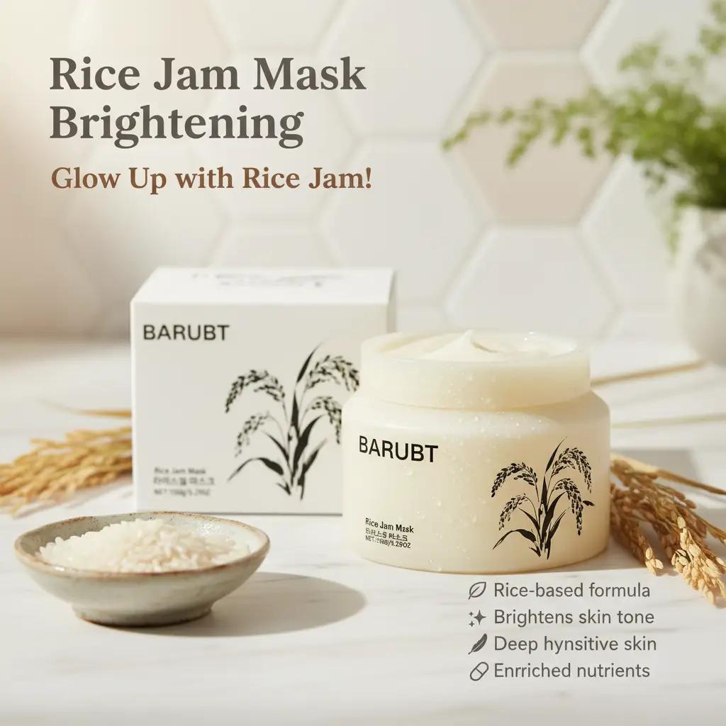 Rice Jam Mask | Korean Rice Brightening & Hydrating Wash-Off Face &Body Mask | Gentle Exfoliating, Glow &Smooth Skin Care Lightweight MoisturizingRadiant Sensitive Skin 5.29oz