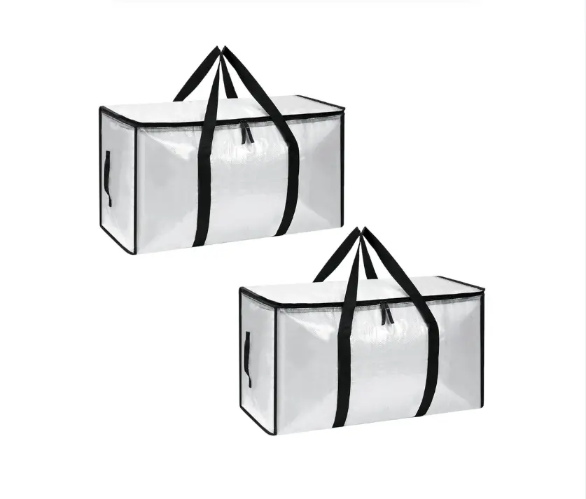 2 Pack Extra Large Heavy-Duty Moving & Storage Bags, Clear Plastic Waterproof Totes with Lids, Reinforced Handles & Heavy-Duty Zippers for Clothes Packing, Dorms, Home Organization, Organiser, Storage Organizer