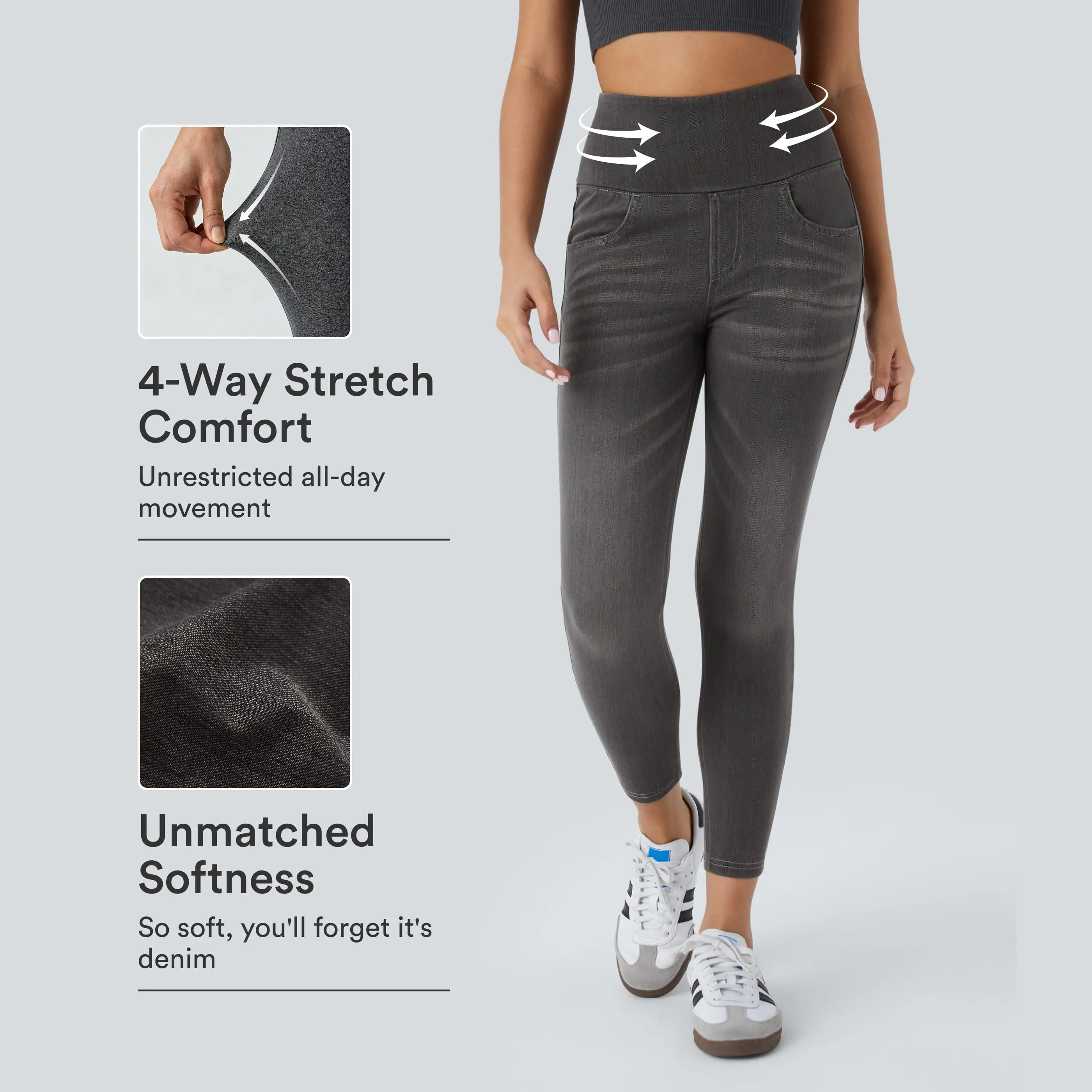 Halara High Waisted Pockets Denim 7/8 Casual Leggings