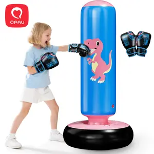 QPAU Inflatable Punching Bag, 48 Inch Stable Inflatable Boxing Bag for 3-6 Kids,Dinosaur Toy & Gifts for Boys and Girls, Kids Boxing Set for Practicing Karate, Taekwondo