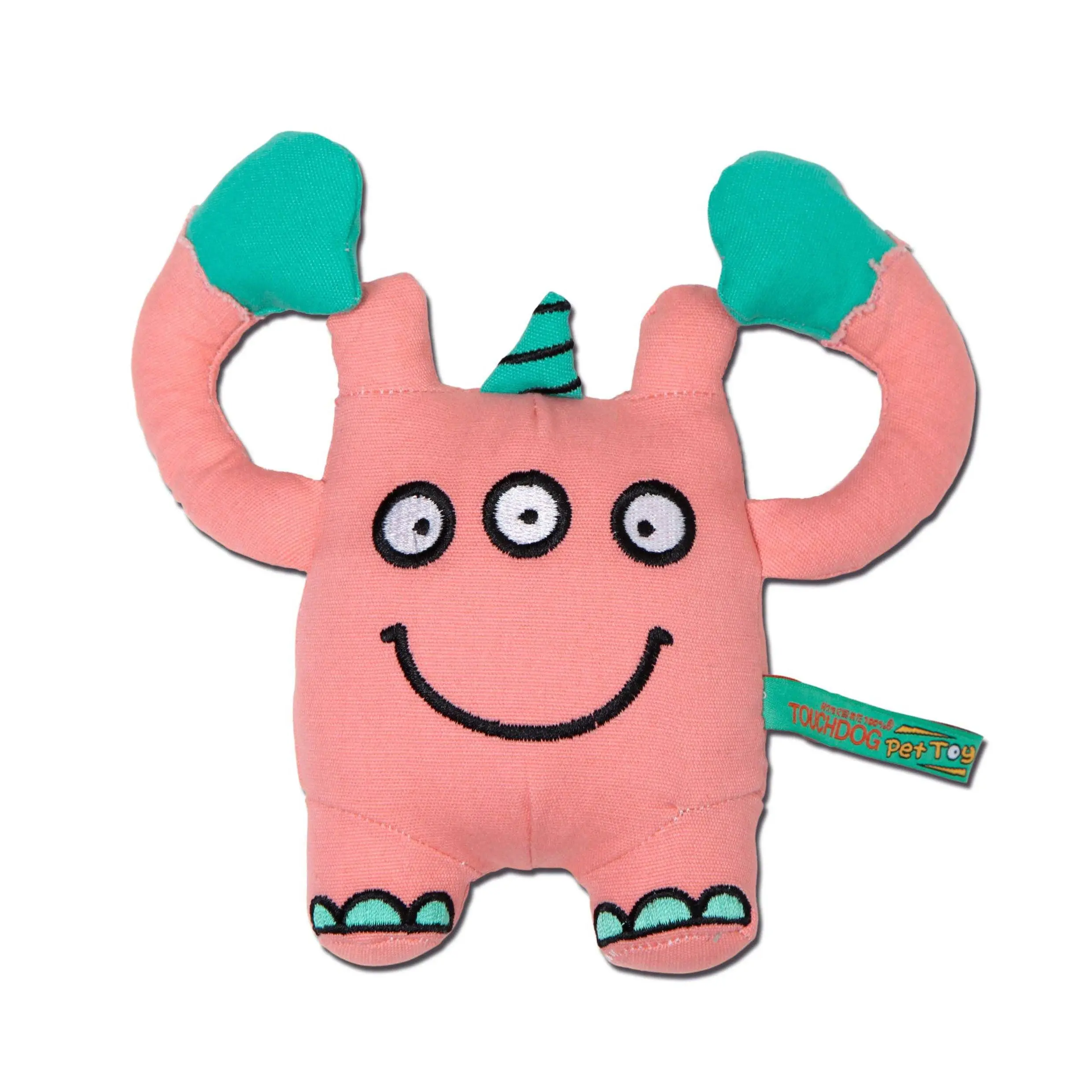 Touchdog Cartoon Monster Plush Dog Toy - Peach