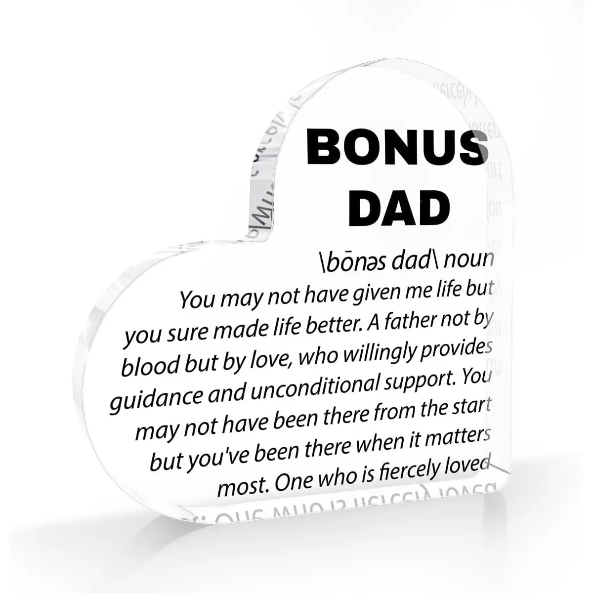 Fathers Day Stepdad Stepped up Dad Gifts from Daughter Son Father's Day Christmas Birthday Gifts for Stepdad Bonus Dad from Daughter Son Home Office Desk Decor Heart Acrylic Decorations Signs