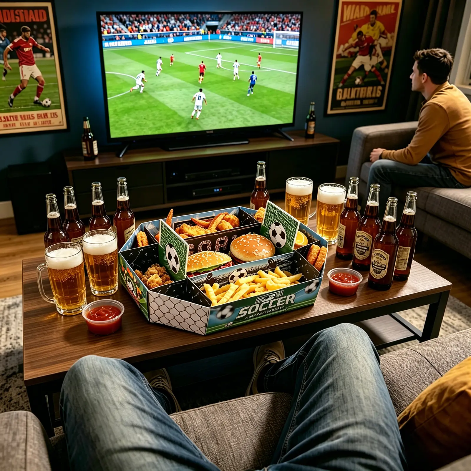 Disposable 9-Section Soccer Field Snack Stadium Serving Set (3/6/9-Pack) - Bowl & Plate Tableware, 2026 International Soccer Season Party Gift, for Home & Outdoor Use