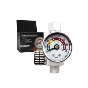 LAUCO KOTA HVLP/LVLP Spray Gun Air Regulator with Pressure Gauge and Air Flow Control ¼-inch NPT Diaphragm Type in Line Regulator for Air Compressor 24578