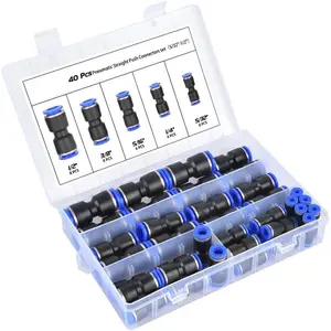 40 Pieces Straight Through Quick Pneumatic Fittings 5/32 1/4 5/16 3/8 1/ 2inch Combination Pack push connector siphon pump Heavy Duty Hose High Pressure Hose Air Compressor Hose Hose Clamps