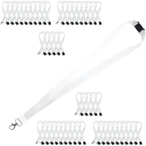 50 Pack Sublimation Lanyards Blank Bulk White Sublimation Lanyards with Detachable Buckles  Lanyards Heat Transfer Lanyard for ID Badge Holder  as Christmas Gifts
