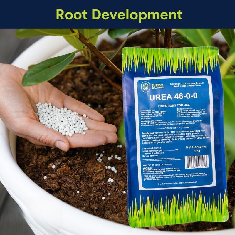 Supply Solutions Urea 46-0-0 Nitrogen Fertilizer 5lbs for Lush Growth Deep Green Color Plant Food Lawn Garden Bloom Booster for Flowers Fruits