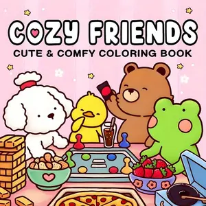 Cozy Friends Coloring Book, 1 Count Cute Animal Character Painting Book, Stress Relief & Relaxation Coloring Book for Holidays & Birthdays Gift