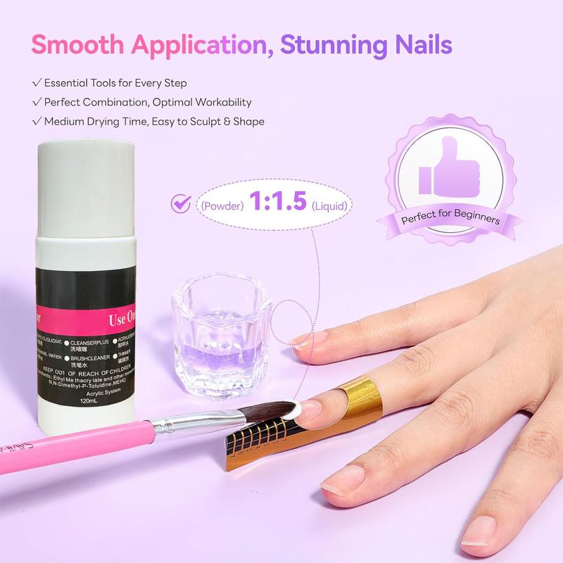 Acrylic Nail Kit for Beginners with Everything: Professional Nail Kit Acrylic Set with Acrylic Nail Powder Liquid Set Nail Kit Acrylic Set Gel Polish U V Light Nail Decoration Supplies Manicure Salon Women Gift
