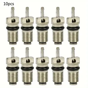 10pcs Brass AC R134a Valve Core, Air Conditioning Valve Core Kit, Suitable for Car Air Conditioning System, Durable Construction, Refrigerant Core, Automotive Technicians