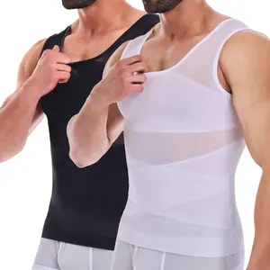 Menswear Body Shaper Vest Tummy Control Underwear Sports Workout Sports Fitness Tank Tops Stretch Comfortable Mesh Breathable Shirt Shapewear Compression Compression Clothes Fabric Layer Gamis