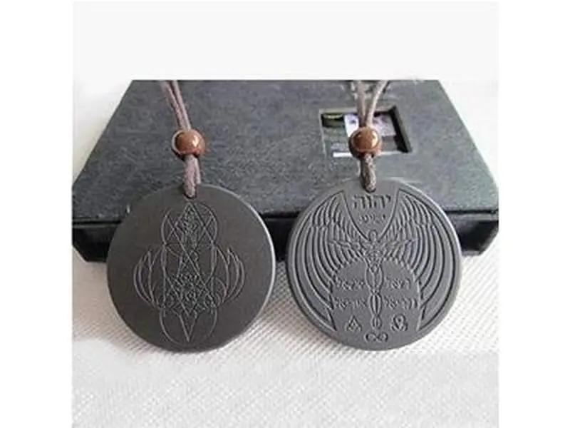 Flying Archangel Emf Protection Amulet Necklace,Meditation Volcanic Energy Stone Blocker Shield Necklace(43mm)
