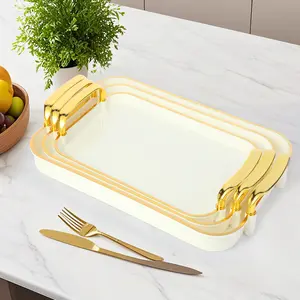 Plastic trays (set of 3) are divided into party supplies for food, reusable trays for vegetables, snacks, fruits, cookies, desserts in the kitchen/pantry, Essential for Christmas holiday, Essential for Thanksgiving turkey