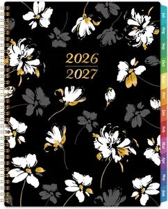 2026-2027 Academic Planner, July 2026-June 2027 Weekly & Monthly Organizer with Colored Tabs, Inner Pocket, Floral Cover, Thick Paper, Full Pages, 8.5in x11in Office Stationery