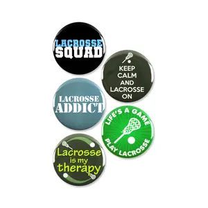 5 Pack - Lacrosse Addict Sports Pinback Buttons - 2.25 Inch
