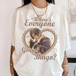 Where Everyone Going Bingo Resident Evil 9 Requiem Graphic Tee, Leon Kennedy Re Video Game Horror T-Shirt, a Perfect Gift for Fans