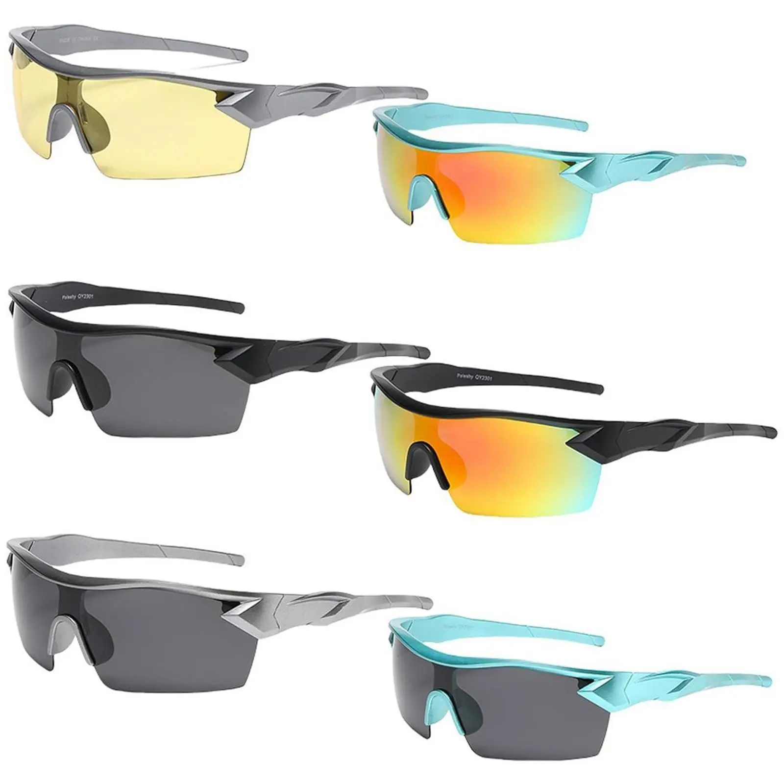 Paleshy 6-Pack HD Polarized Men's Sunglasses - UV400 Protection, Bike Glasses, Glasses Compatible Sports Eyewear for Outdoor Cycling, Golfing, Hiking, Plastic, One Size