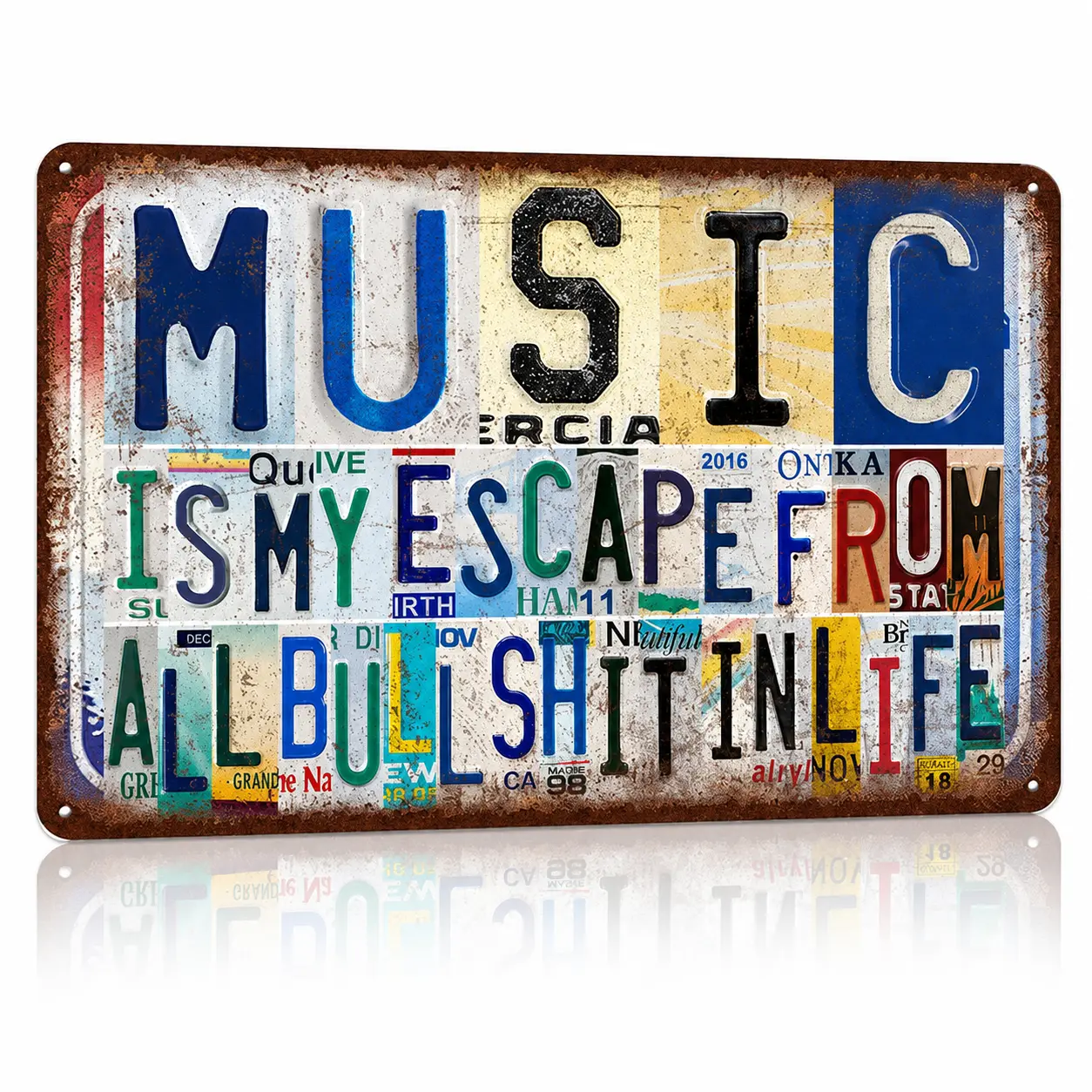 Vintage Music Quote Metal Tin Sign – “Music Is What Feelings Sound Like” Wall Decor for Music Room, Bedroom, Studio, Bar & Man Cave