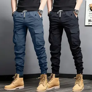 Men’s jogger cargo pants, pack of 1–2 pieces; multi-pocket casual athletic pants suitable for commuting, outdoor activities, and everyday wear.