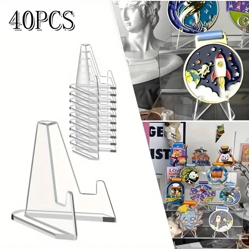 40 Packs Thickened edition (2.13 Inch) Acrylic Card stands, Card Holder Display Stand,Coin Display stand, for Display Magnetic Card Holder,Challenge Medals, Baseball Cards, Sports Cards, Trading Cards