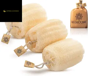 Almooni Egyptian Loofah Exfoliating Body Scrubber, Natural Real Egyptian Shower Loofah Sponge Body Scrubber for Women and Men, for Body and Face That Will Get You Clean - 3 Count (1 Pack)