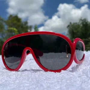 Unisex Y2K Style Sun Glasses, Vintage Trendy Wrap Around Aviator Large Frames Glasses, Enlarged Framed, Tinted Lenses, Retro Fashionable Glasses for Men& Women