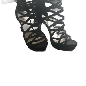 Marco Republic Alexandra Black Open Toe 4" Stilleto Heels with Crisscross Straps and Comfortable Fit