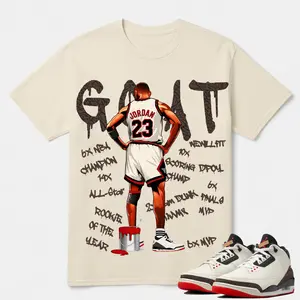 “GOAT 23 Graffiti” AJ3 World’s Best Dad Sneaker Match Tee, AJ 3 Inspired Basketball Streetwear Graphic Shirt, Retro Sneakerhead Tee, Gildan 5000 Heavy Cotton
