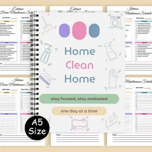 Cleaning Planner Notebook, 1 Piece Daily/Weekly Planner Notebook, Household Cleaning Planner, Personal Organizer for Home, Office Stationery & Supplies, Spiral Bound Planner