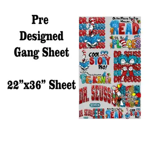 Faux Suess Reading Day DTF Transfer Gang Sheet | 22" wide x 36" long DTF Gang Sheet | Ready to Press Tshirt Transfers