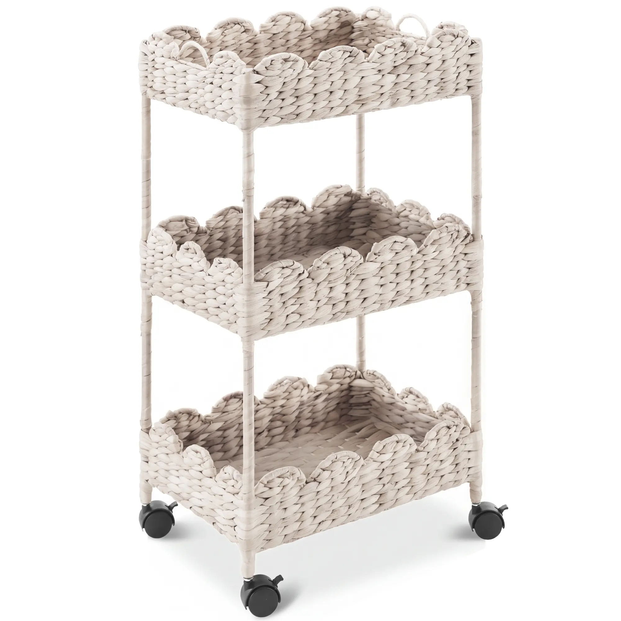 Best Choice Products 3-Tier Scalloped Rolling Nursery Caddy w/Wheels, Storage Utility Cart